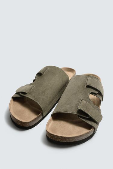 SANDALES EN CUIR À BRIDES - Vert de Zara - Image 4