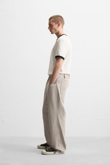 RELAXED FIT DRAWSTRING JEANS - Stone by Zara - Image 3