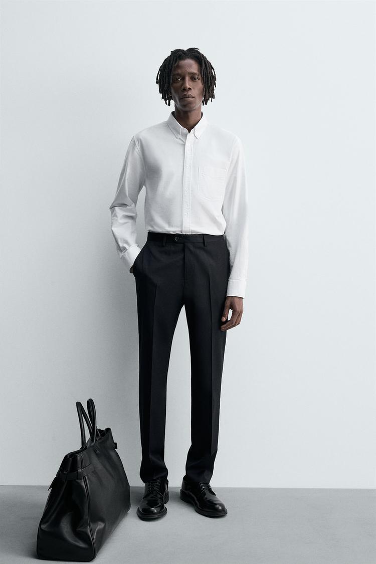 CALÇA DE TERNO 100% LÃ Azul-marinho ZARA Brasil