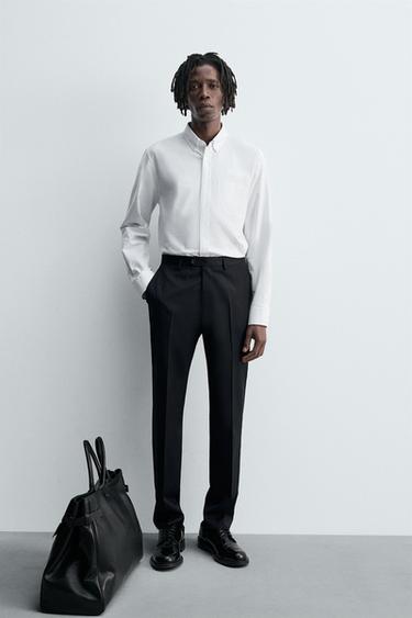 Zara 100% WOOL SUIT PANTS - Navy blue - Image 0