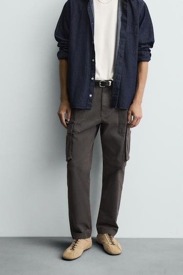 RELAXED FIT CARGO TROUSERS - Dark grey by Zara