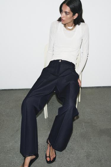 PANTALON DROIT NERVURÉ - Indigo de Zara - Image 2