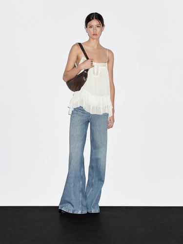 Top tirantes fluido detalle volantes - Blanco de Zara