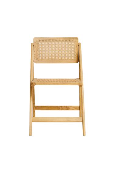 RATTAN AND WOOD FOLDING CHAIR - Light beige by Zara