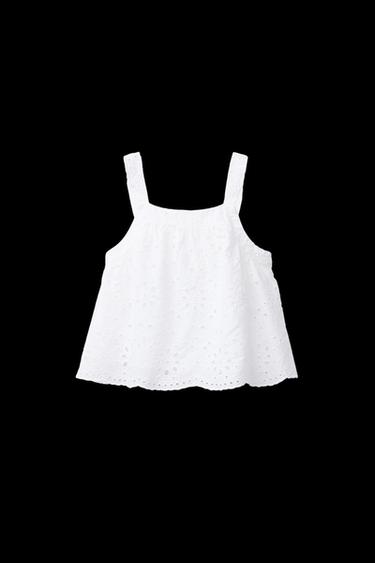 Zara SCHIFFLY STRAP TOP - White - Image 0