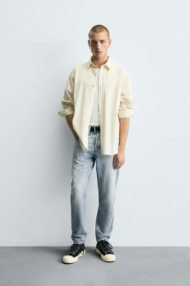 SLIM FIT CROPPED JEANS - Light blue by Zara