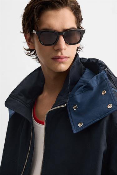 PARKA COLOR BLOCK CAPUCHE - Bleu marine de Zara - Image 4
