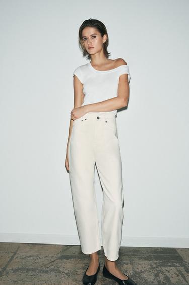 JEAN ZW COLLECTION TAPERED TAILLE NORMALE - Blanc de Zara