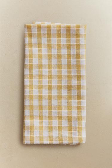 فوط مائدة قطن بمربعات فيشي (حزمة 2 قطعة) - أصفر فاتح الخاص بـ Zara