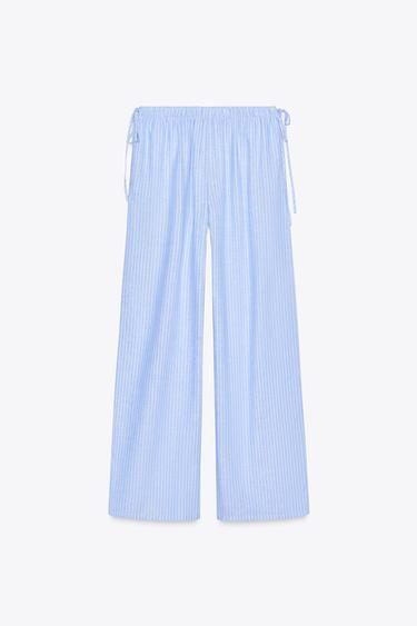 PANTALON PALAZZO RAYURES - Bleu / Blanc de Zara - Image 5