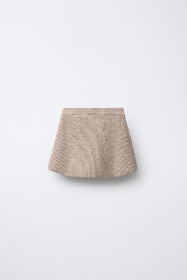 JUPE EN MAILLE AVEC NŒUDS - Sable / Chiné de Zara - Image 1