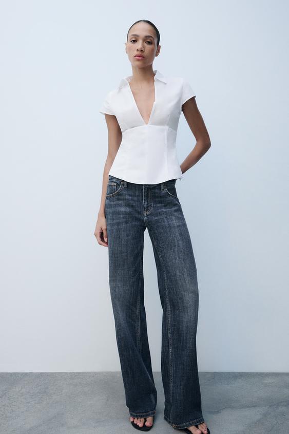 TOP POPELÍN CORSETERO - Blanco de Zara - Imagen 0
