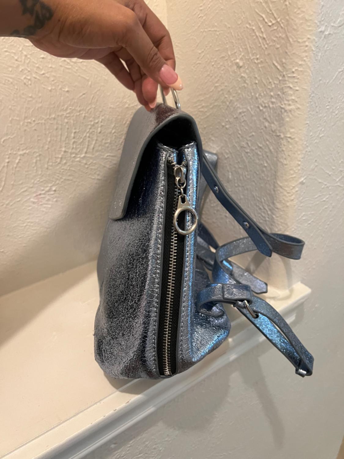 BABY BLUE SHINY METALLIC BACKPACK - Image 2