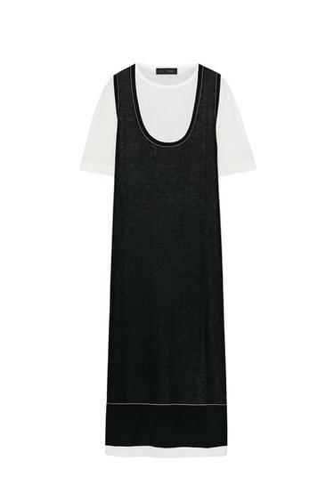 KNIT DRESS WITH COMBINED DETAIL - Black / White by Zara