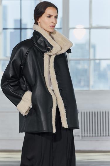 Zara DOUBLE FACED JACKET ZW COLLECTION - Black