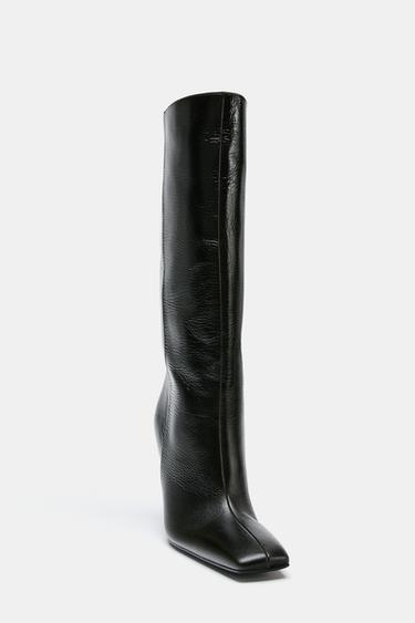 BOTTES À TALONS COMPENSÉS EFFET - Vert kaki foncé de Zara - Image 4