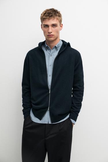 Zara 100% cashmere hooded cardigan - Navy blue