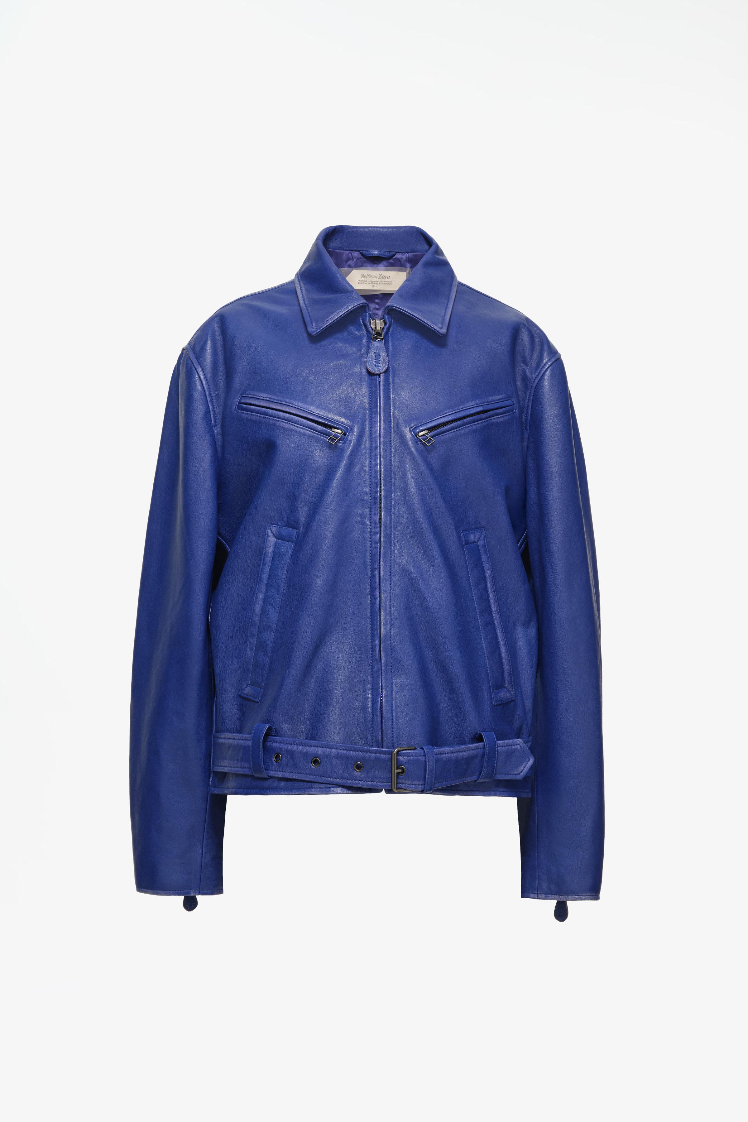 LIMITED EDITION レザーライダースジャケット - ライトブルー | ZARA