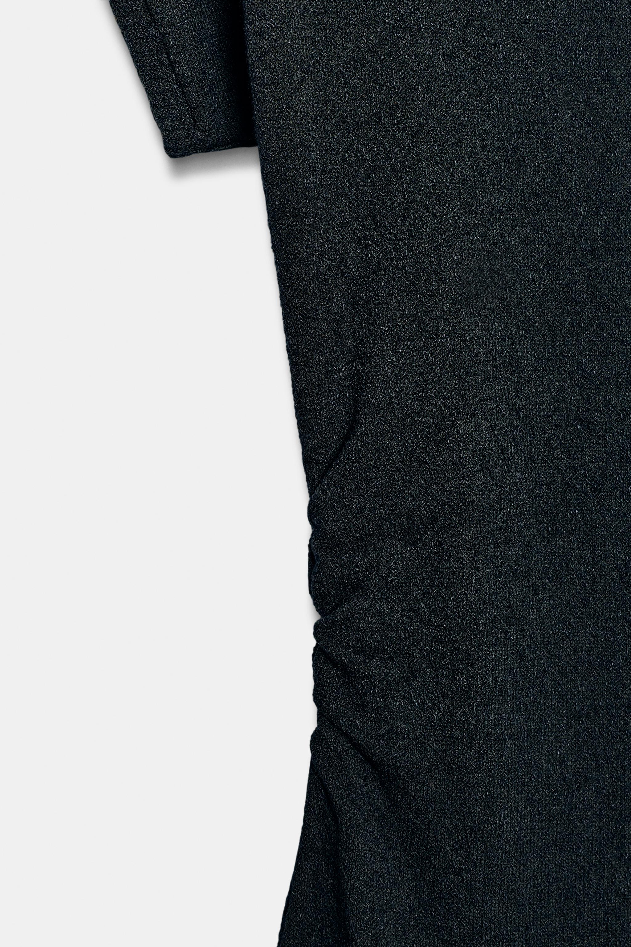 LONG KNIT DRESS WITH SIDE RUCHING