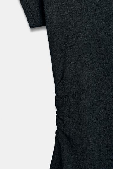 ROBE LONGUE EN MAILLE À FRONCES LATÉRALES - Bleu marine de Zara - Image 8