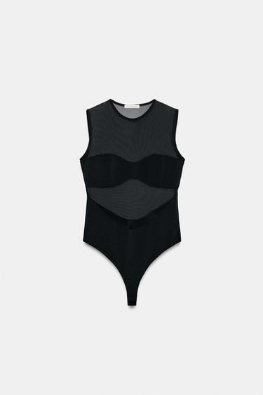 BODY COMBINADO TUL - Negro de Zara