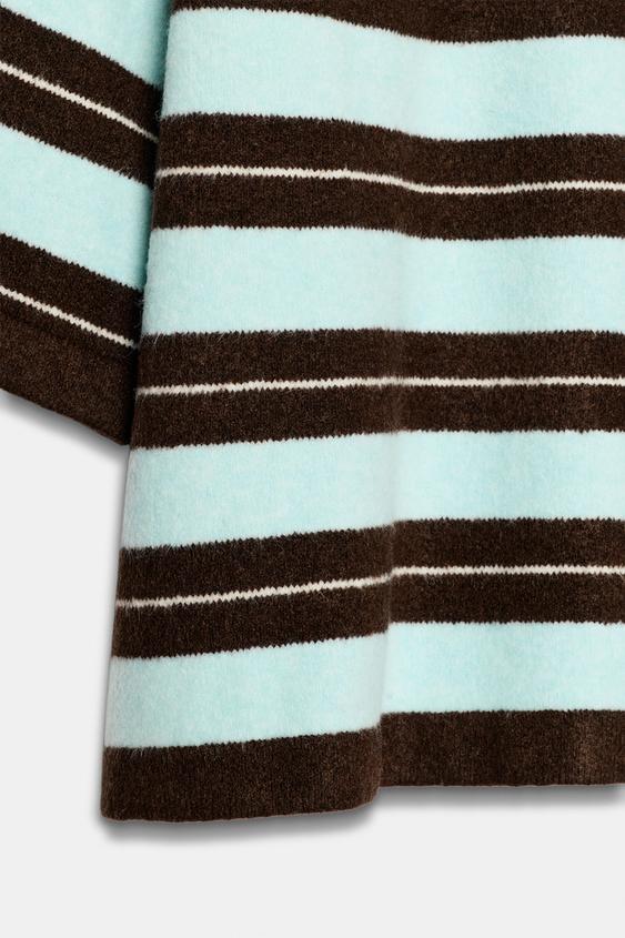 PULL EN MAILLE RAYURES TOUCHER DOUX - Marron-Bleu de Zara - Image 7