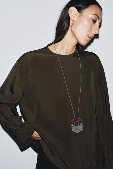 BLOUSE FLUIDE ZW COLLECTION - Marron de Zara - Image 1