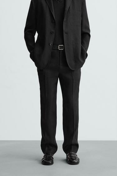 LIMITED EDITION 100% LINEN SUIT TROUSERS - Black by Zara