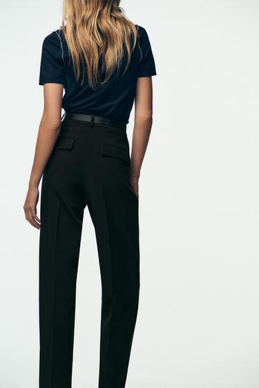 DARTED TROUSERS WITH BELT - Black by Zara - Image 3