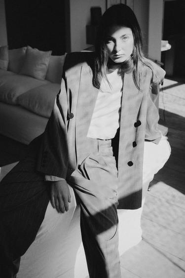 PANTALON PLIS BOUTON BAS - Gris / Bleu de Zara - Image 1