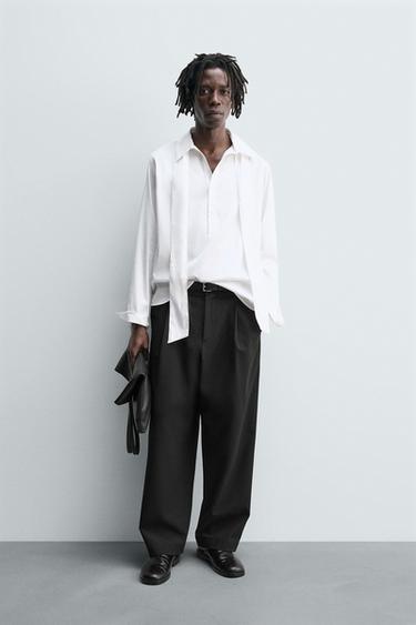 FLOWING SHIRT WITH BOW - Oyster-white by Zara