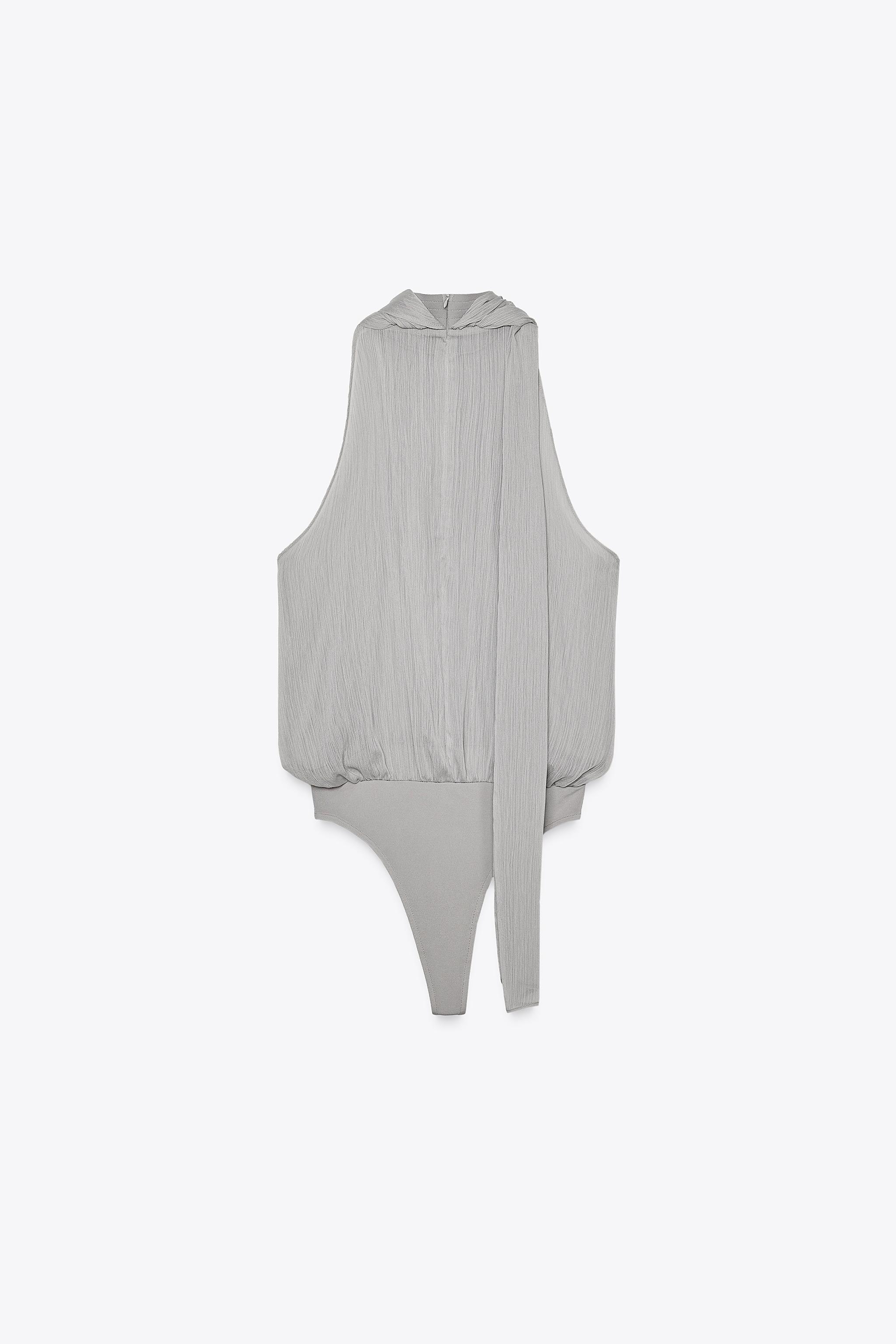 TIED CHIFFON BODYSUIT - Pearl gray | ZARA Canada