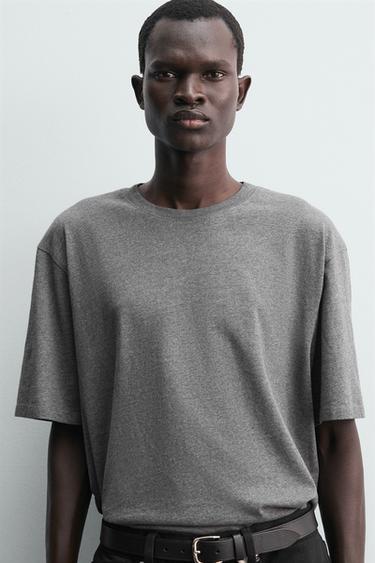 HEAVYWEIGHT SHORT SLEEVE T-SHIRT - Grey marl by Zara