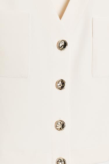 Zara SLEEVELESS CREPE TOP - Ecru