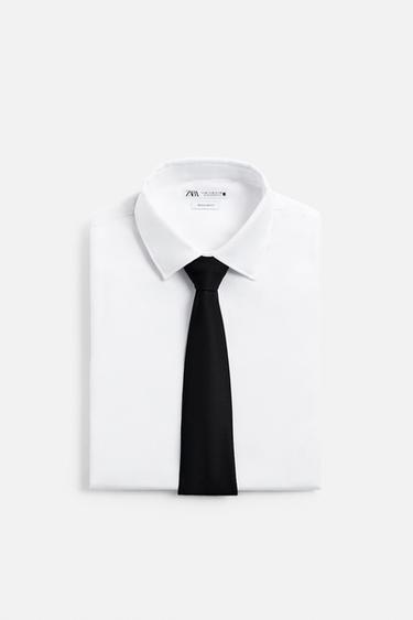 TEXTURED 100% WOOL TIE - Black by Zara - Image 3