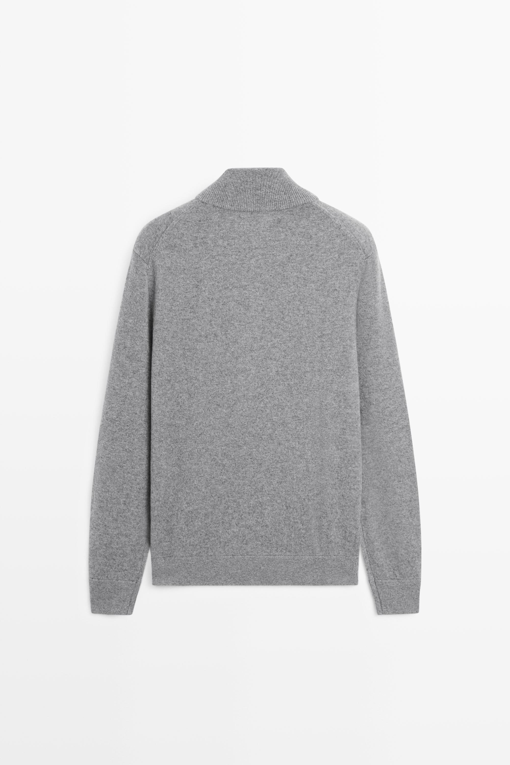 100% cashmere zip-up knit cardigan