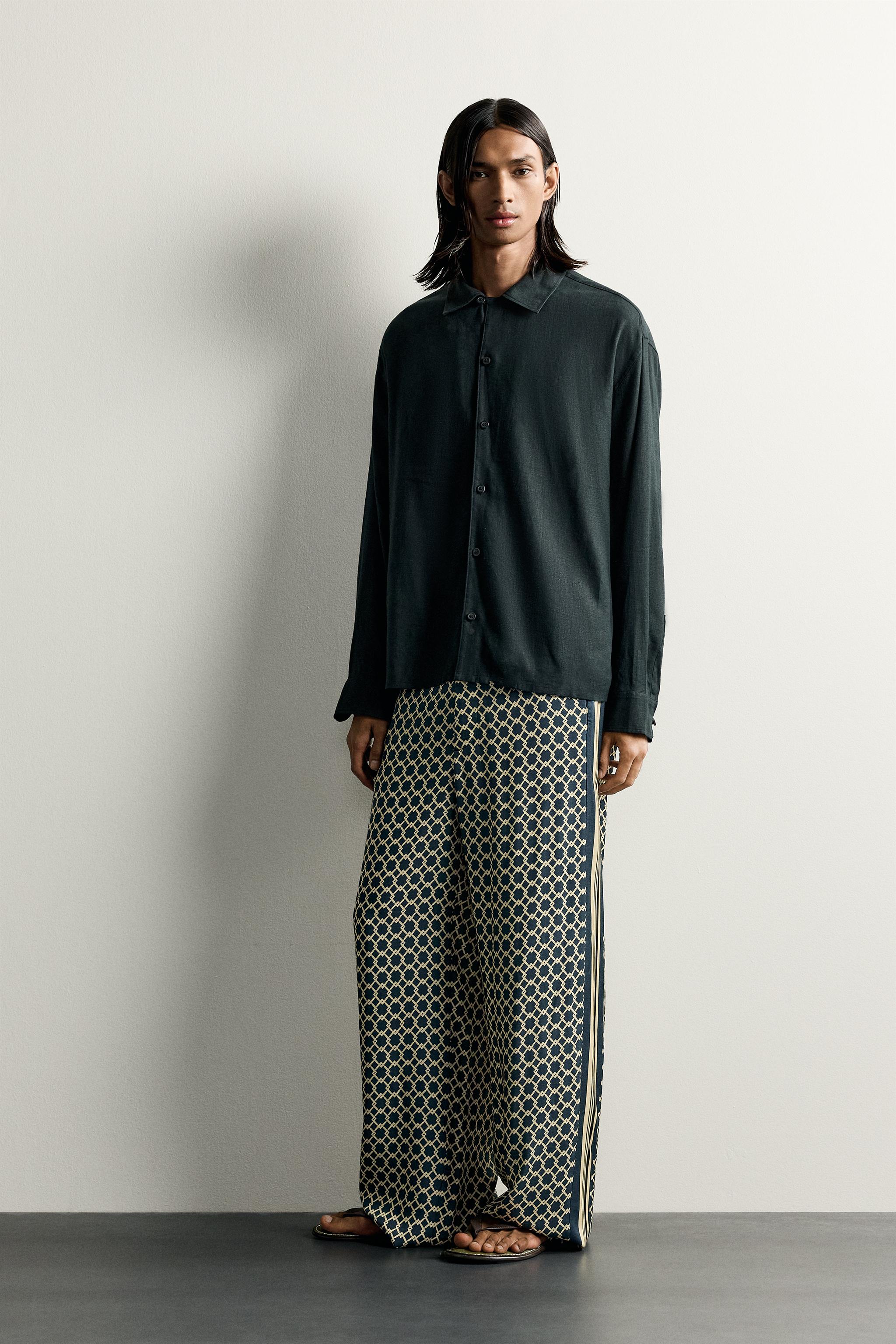Zara LIMITED EDITION YAN ŞERİTLİ DÖKÜMLÜ PANTOLON