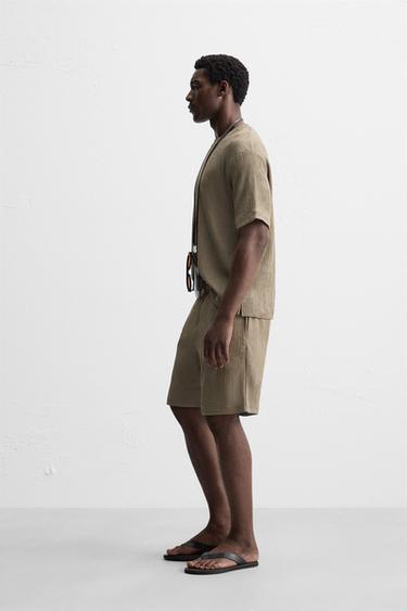 IRREGULAR TEXTURED BERMUDA SHORTS - Brown / Taupe by Zara - Image 3