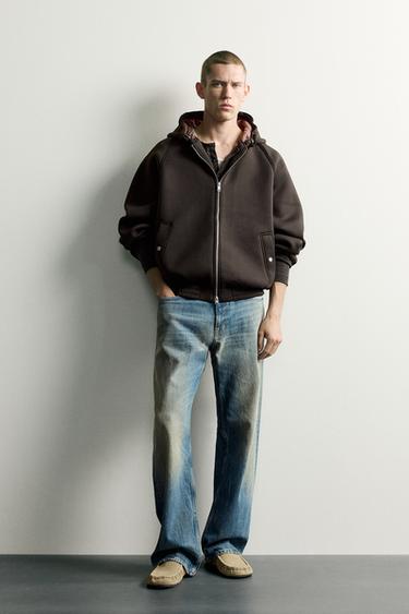 Zara RELAXED-FIT TECHNICAL HOODED JACKET - Brown - Image 0