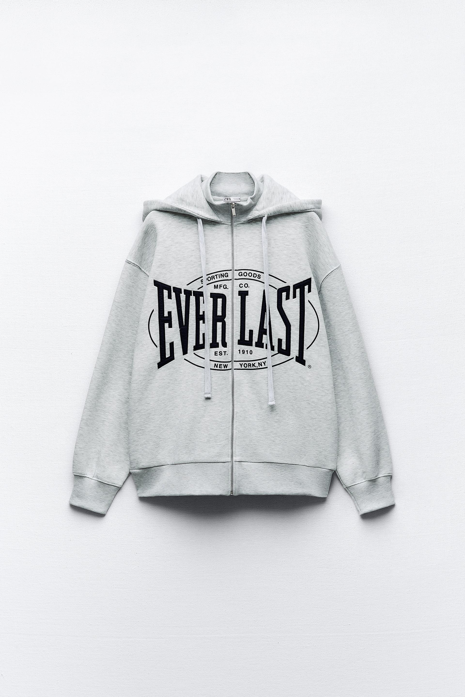 2 total Everlast Hoodie (75% cotton 25% polyester) Sweatshirt Gray (size S