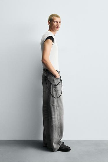 JEAN BALLOON FIT COUTURE RETOURNÉE - Gris de Zara - Image 3