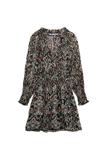 METALLIC THREAD PRINTED MINI DRESS
