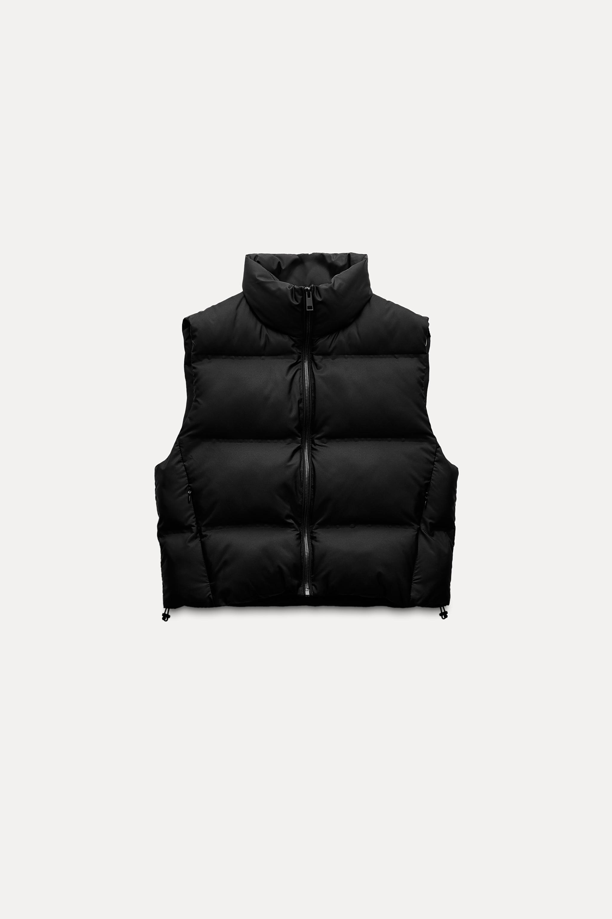 Zara Chunky Black good Faux Leather Puffer Vest