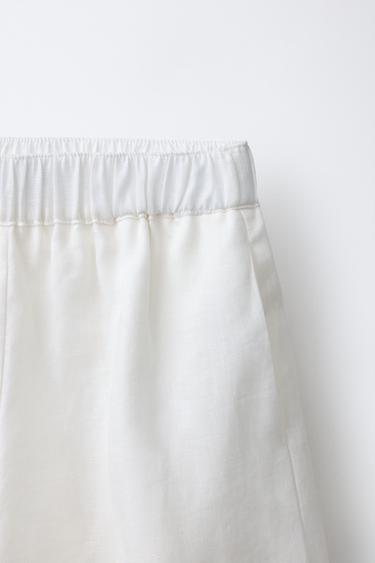 PANTALON À JAMBES LARGES ONDULÉ - Écru de Zara - Image 2
