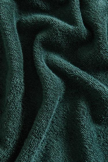 COTTON BEACH TOWEL WITH LINEN BORDER - Green by Zara