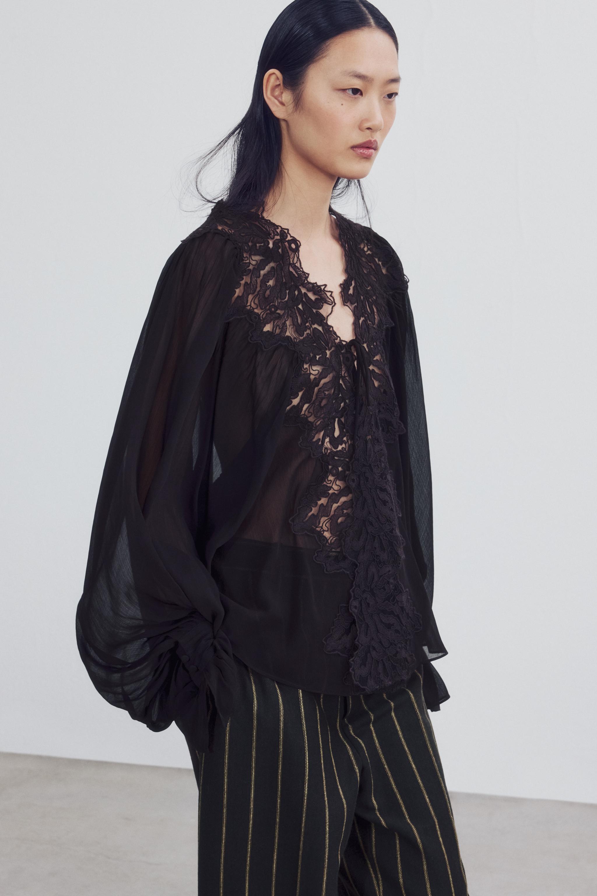 CHEMISE EN DENTELLE À NŒUD ZW COLLECTION
