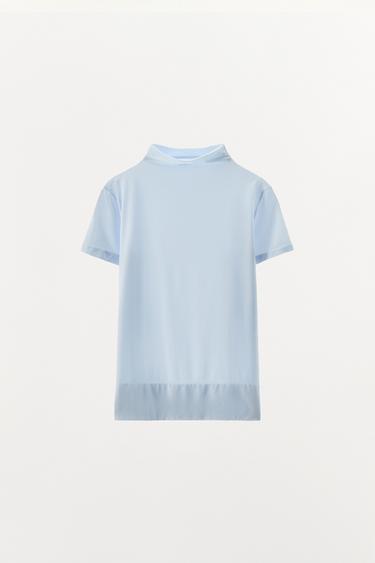 TOP COL MONTANT AVEC POLYAMIDE - Bleu de Zara - Image 5