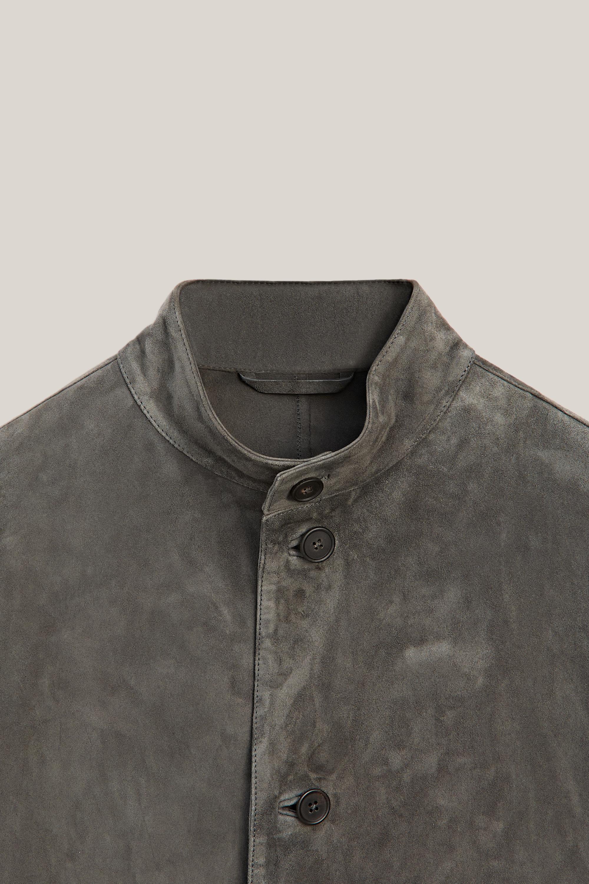 Suede leather overshirt with stand collar - LIMITED EDITION