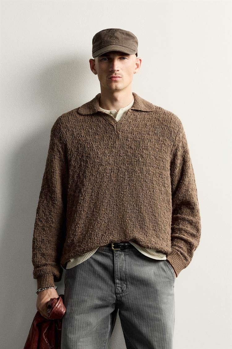 TEXTURED KNIT POLO SHIRT
