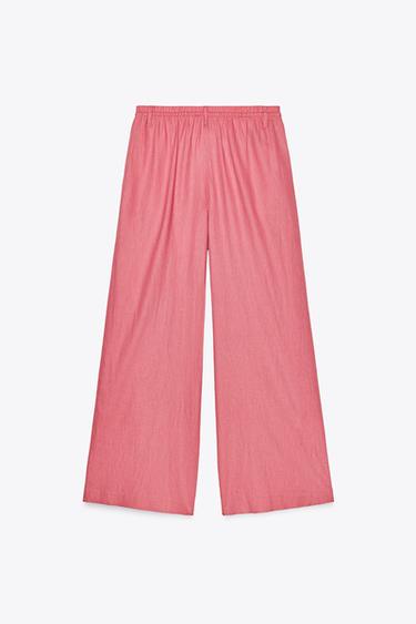 PANTALON PALAZZO EN LIN - Rose chewing-gum de Zara - Image 6